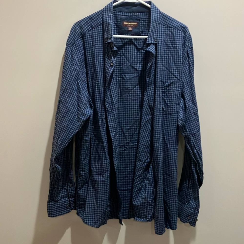 Johnston & Murphy Navy Blue Check Shirt Jacket